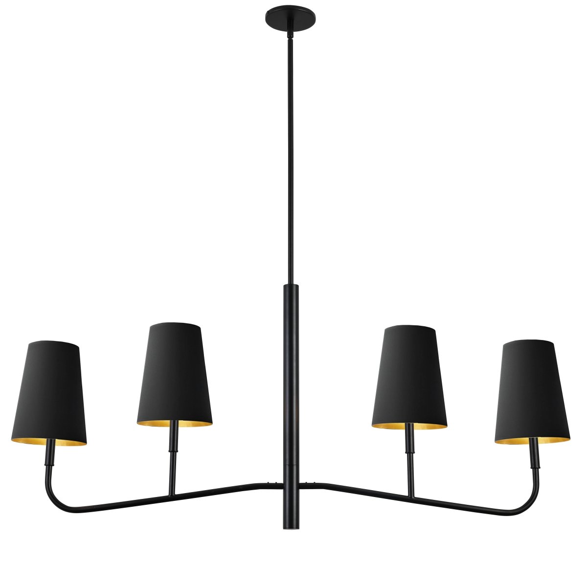 Chandelier linéaire Eleanor - Noir mat Noir et or by Dainolite | Luminaires & cie
