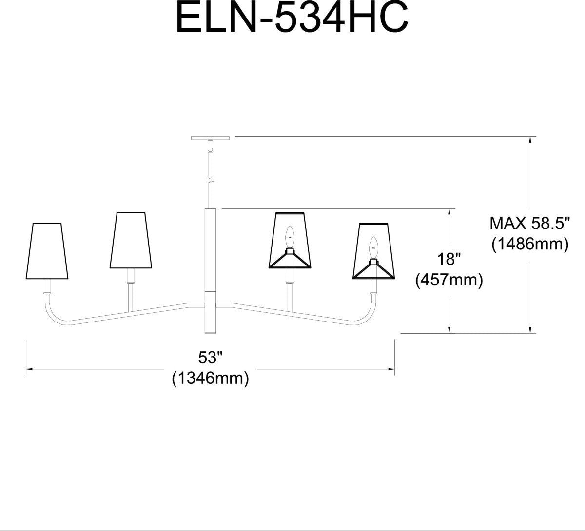 Chandelier linéaire Eleanor - Noir mat Noir et blanc by Dainolite | Luminaires & cie
