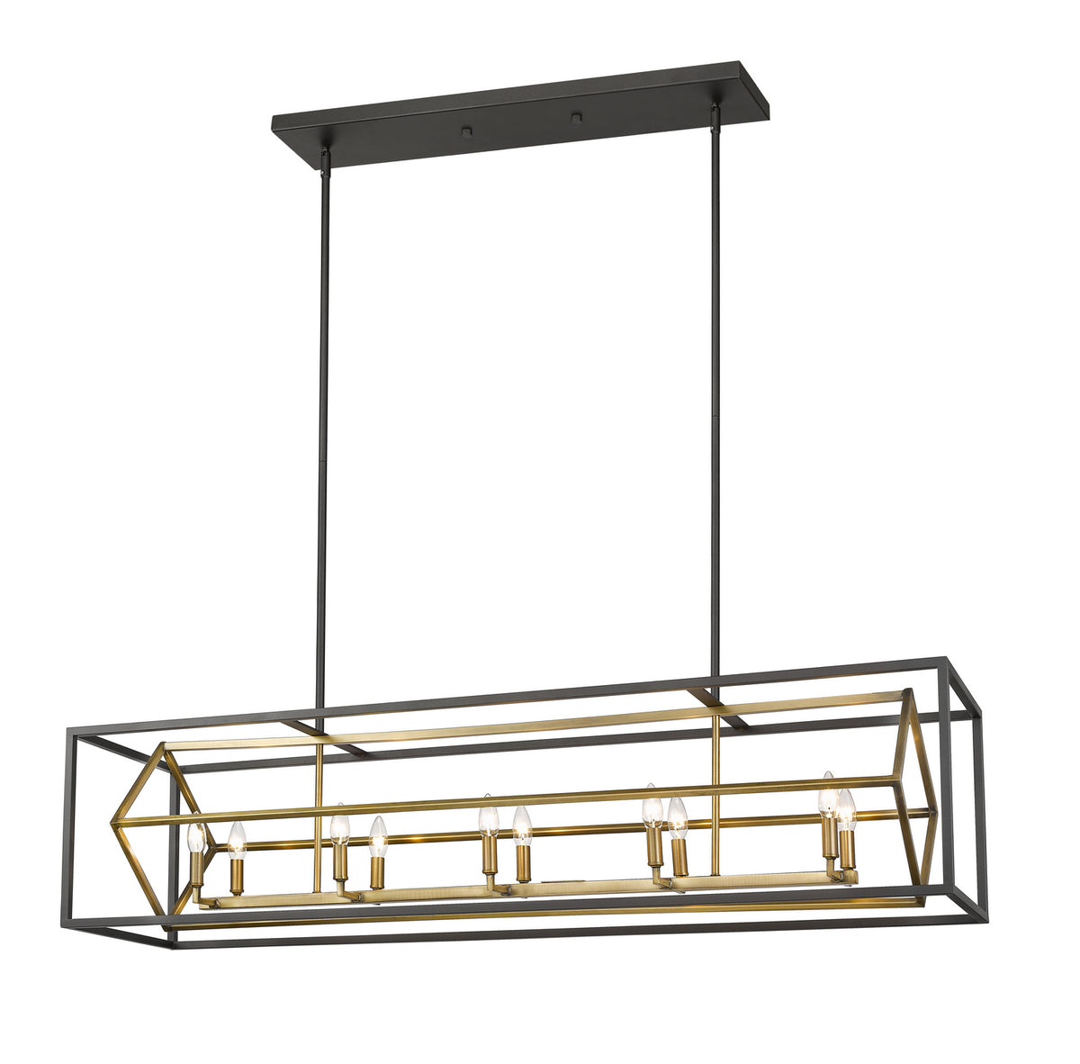 Suspension linéaire Euclid Laiton antique + bronze, nombre ampoules 10 – Z-Lite
