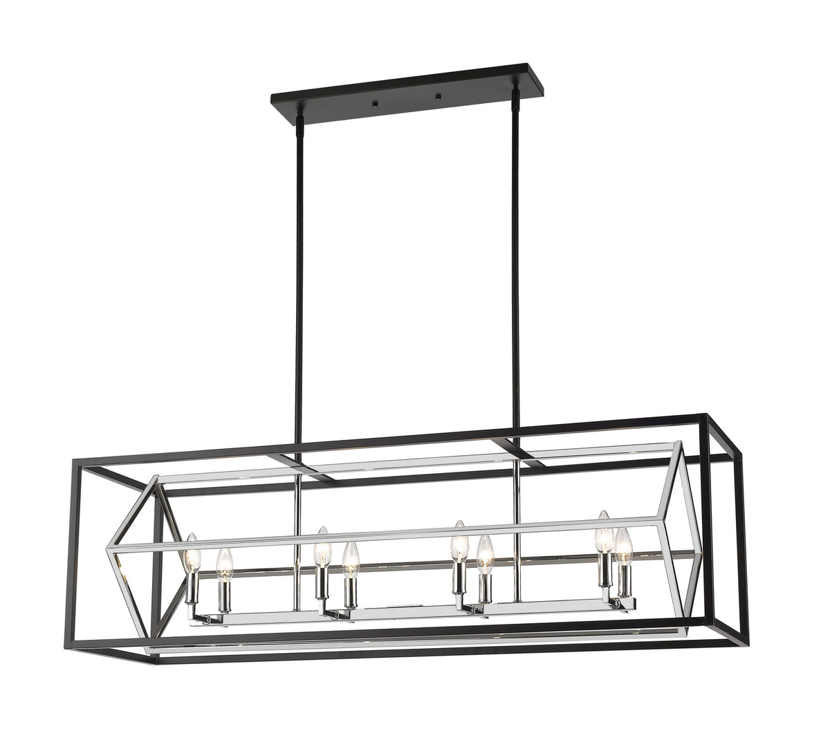 Suspension linéaire Euclid Chrome et noir mat, nombre ampoules 8 – Z-Lite