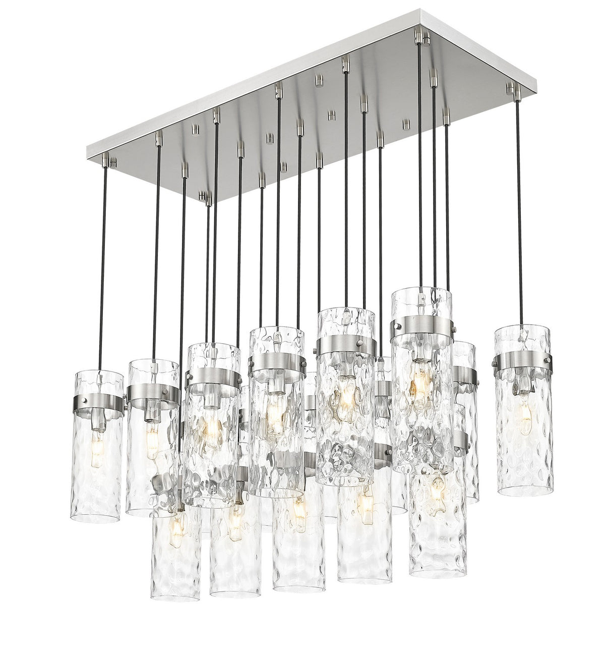 Suspension linéaire multiple Fontaine Nickel brossé, nombre ampoules 17 – vue 2