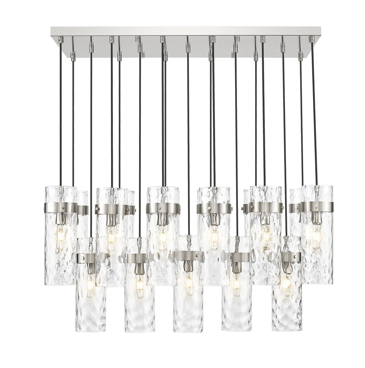 Suspension linéaire multiple Fontaine Nickel brossé, nombre ampoules 17 – vue 3