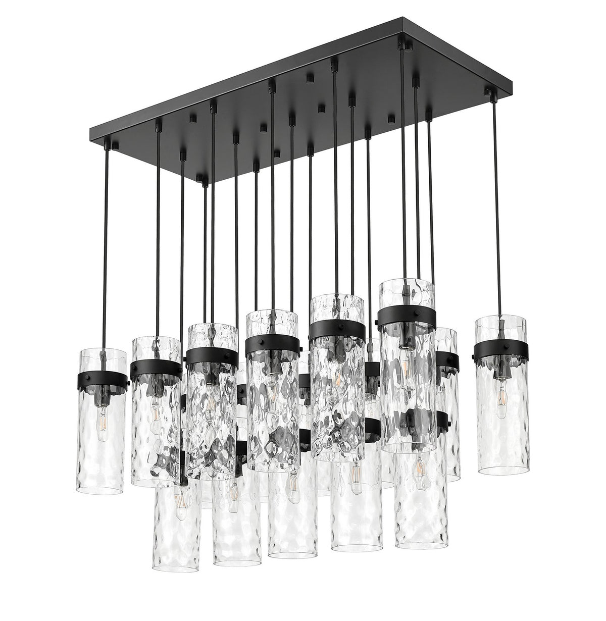 Suspension linéaire multiple Fontaine Noir mat, nombre ampoules 17 – vue 4