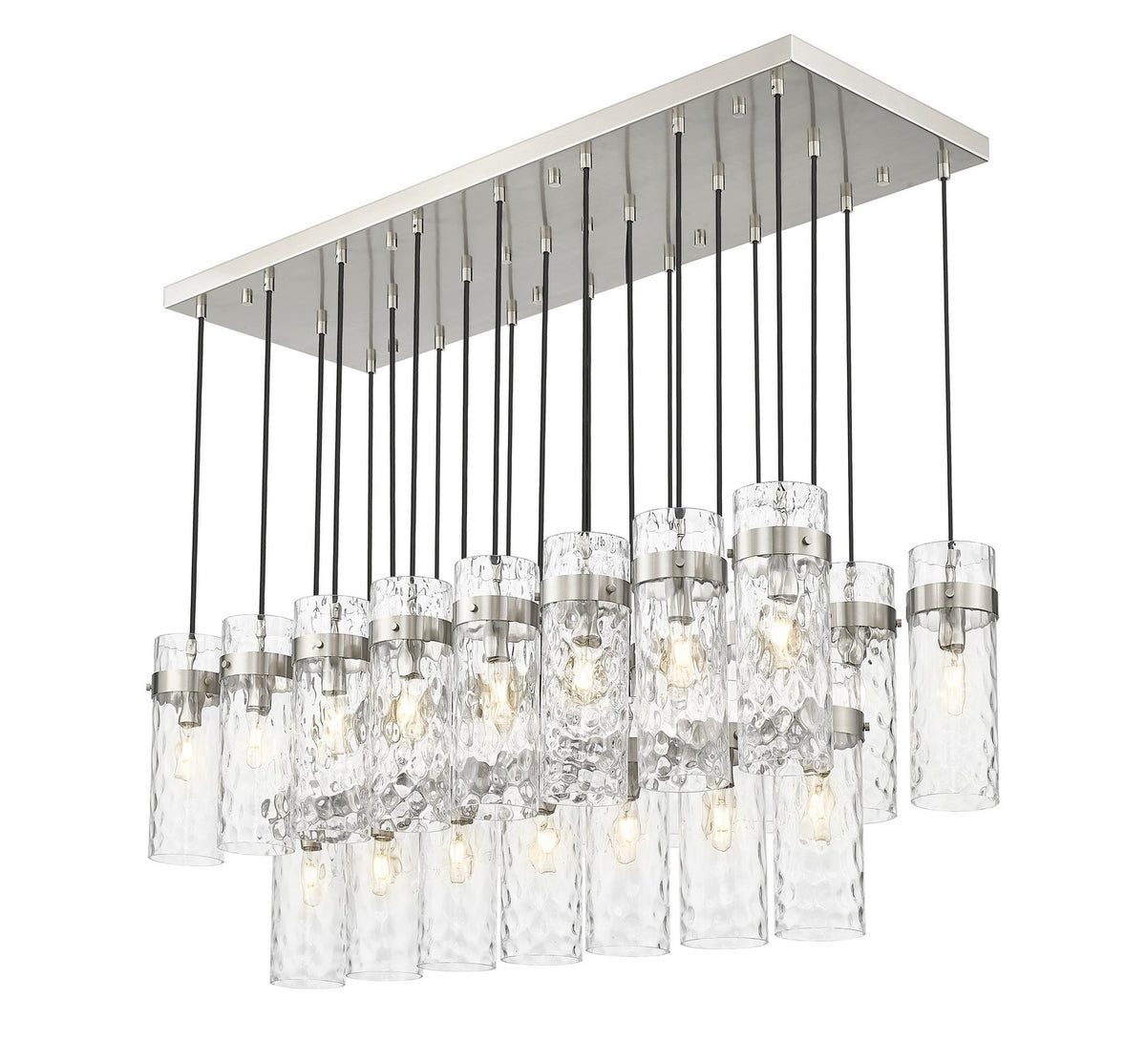 Suspension linéaire multiple Fontaine Nickel brossé, nombre ampoules 23 – vue 2