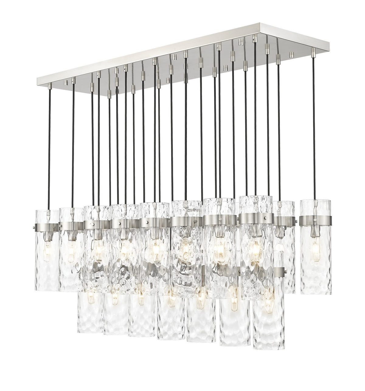 Suspension linéaire multiple Fontaine Nickel brossé, nombre ampoules 23 – Z-Lite