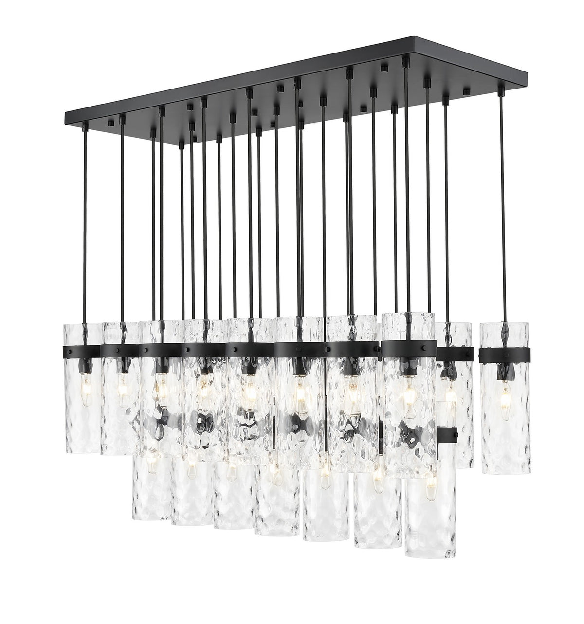 Suspension linéaire multiple Fontaine Noir mat, nombre ampoules 23 – Z-Lite