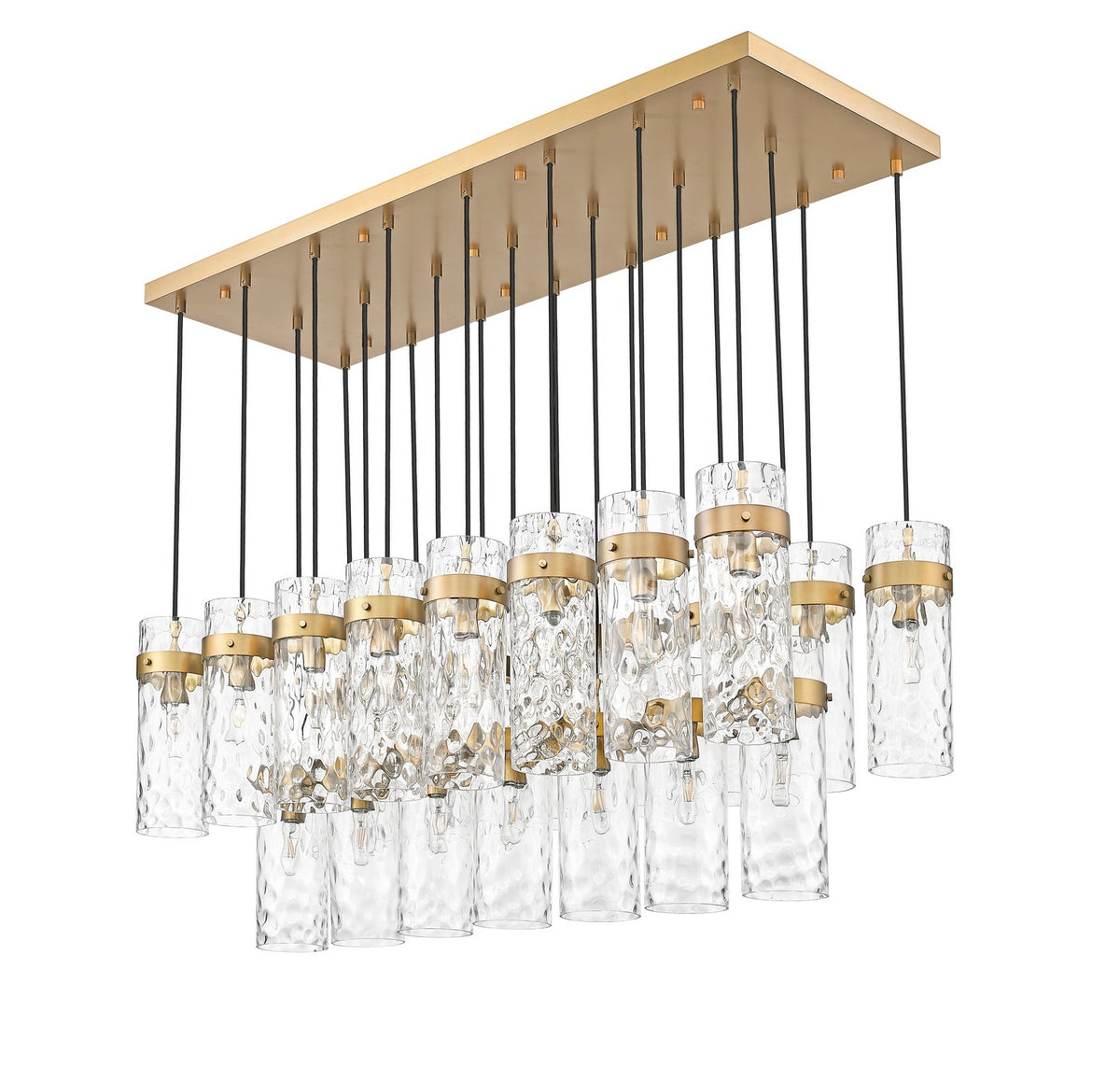 Suspension linéaire multiple Fontaine Laiton frotté, nombre ampoules 23 – vue 4