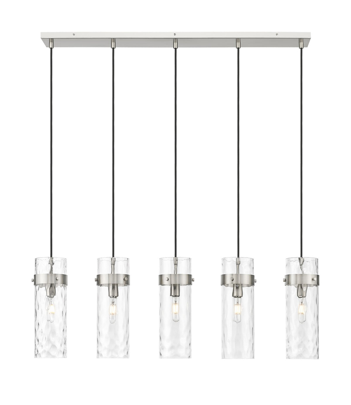 Suspension linéaire multiple Fontaine Nickel brossé, nombre ampoules 5 – vue 3