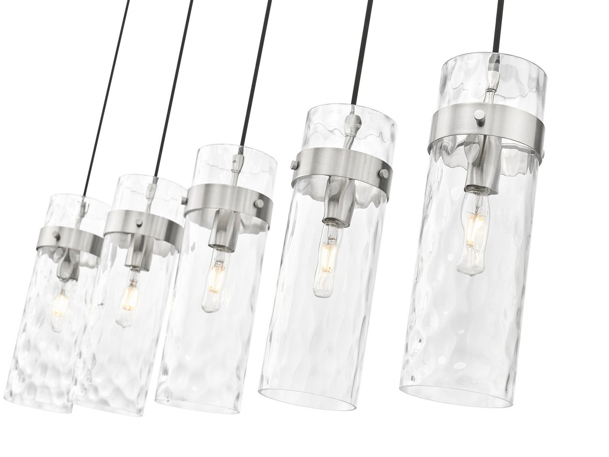 Suspension linéaire multiple Fontaine Nickel brossé, nombre ampoules 5 – vue 5