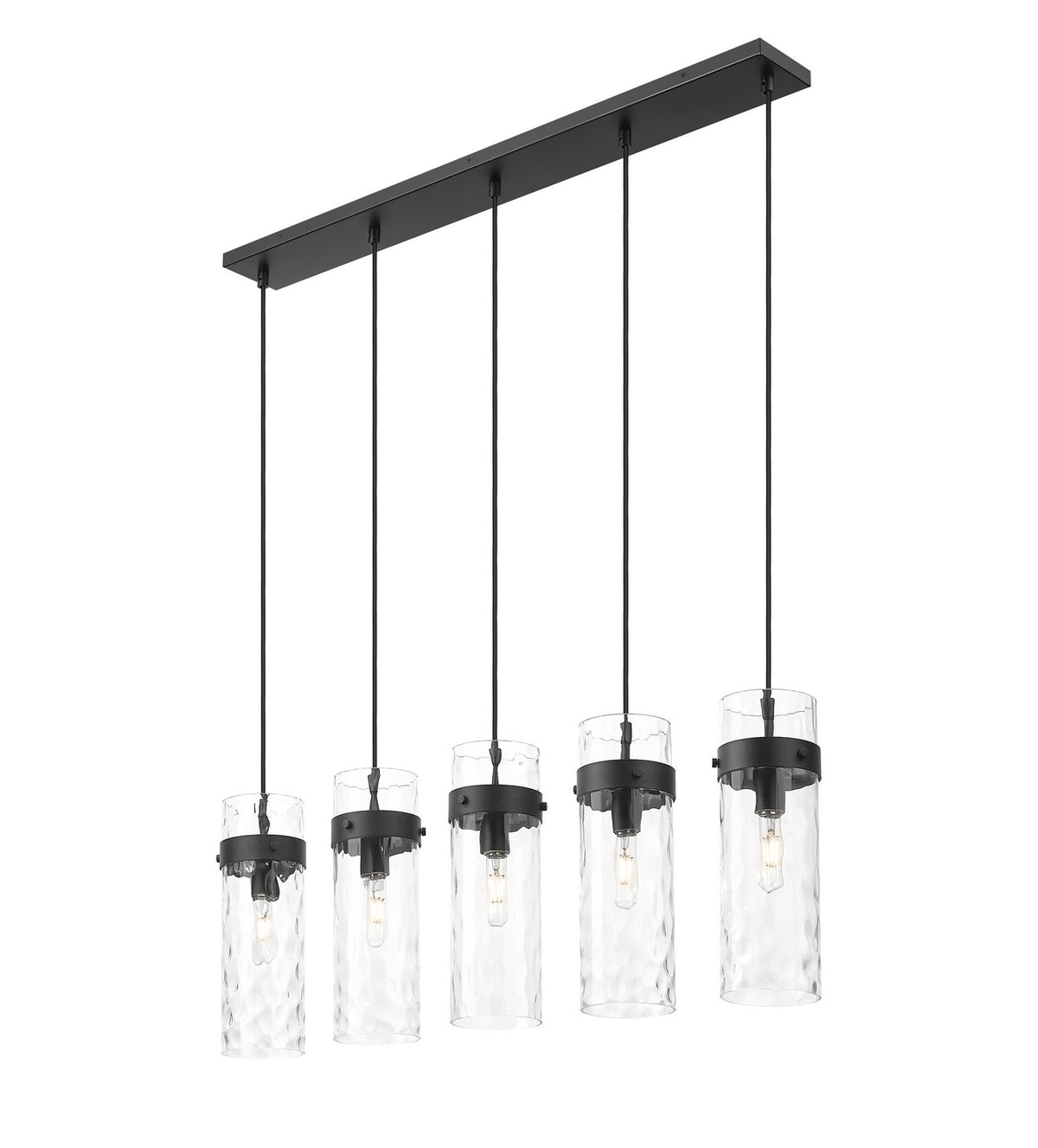 Suspension linéaire multiple Fontaine Noir mat, nombre ampoules 5 – vue 2