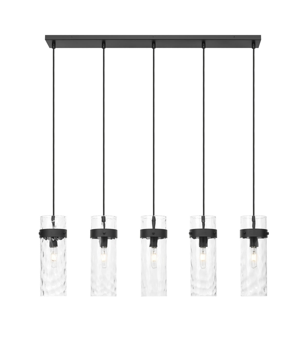 Suspension linéaire multiple Fontaine Noir mat, nombre ampoules 5 – vue 3