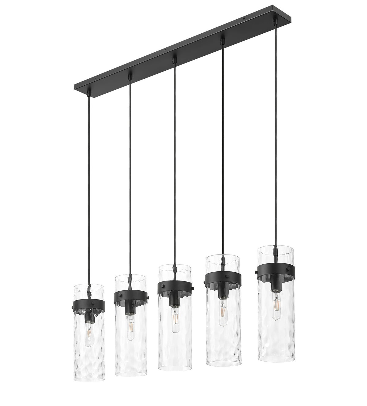 Suspension linéaire multiple Fontaine Noir mat, nombre ampoules 5 – vue 4