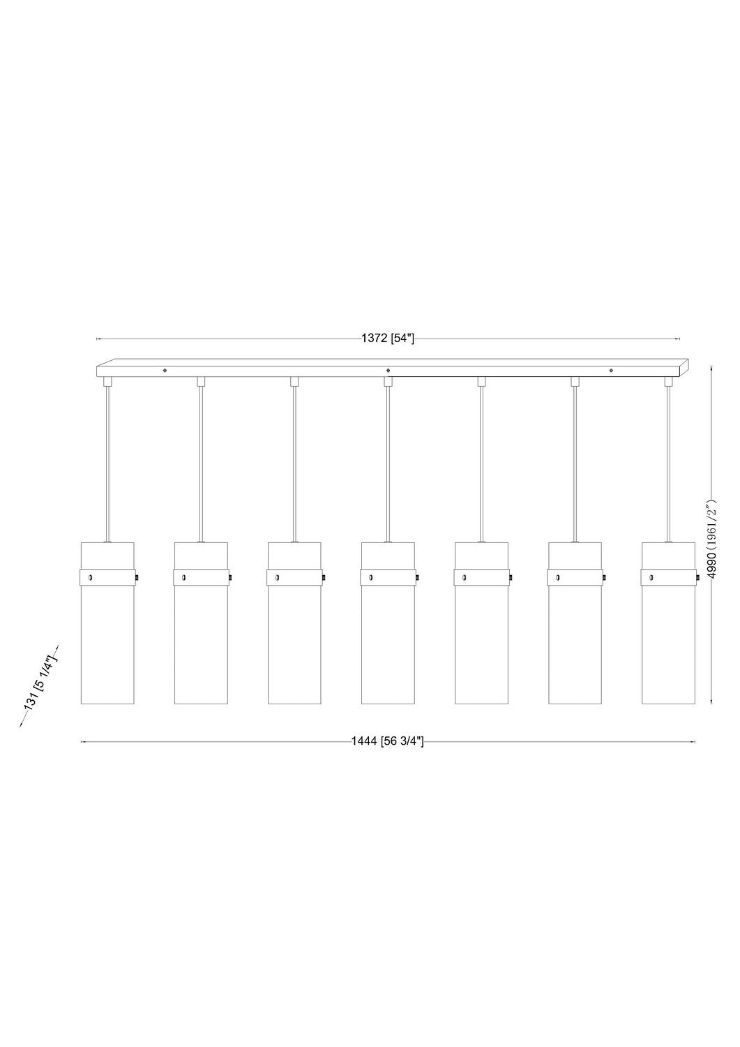 Suspension linéaire multiple Fontaine Nickel brossé, nombre ampoules 7 – vue 6