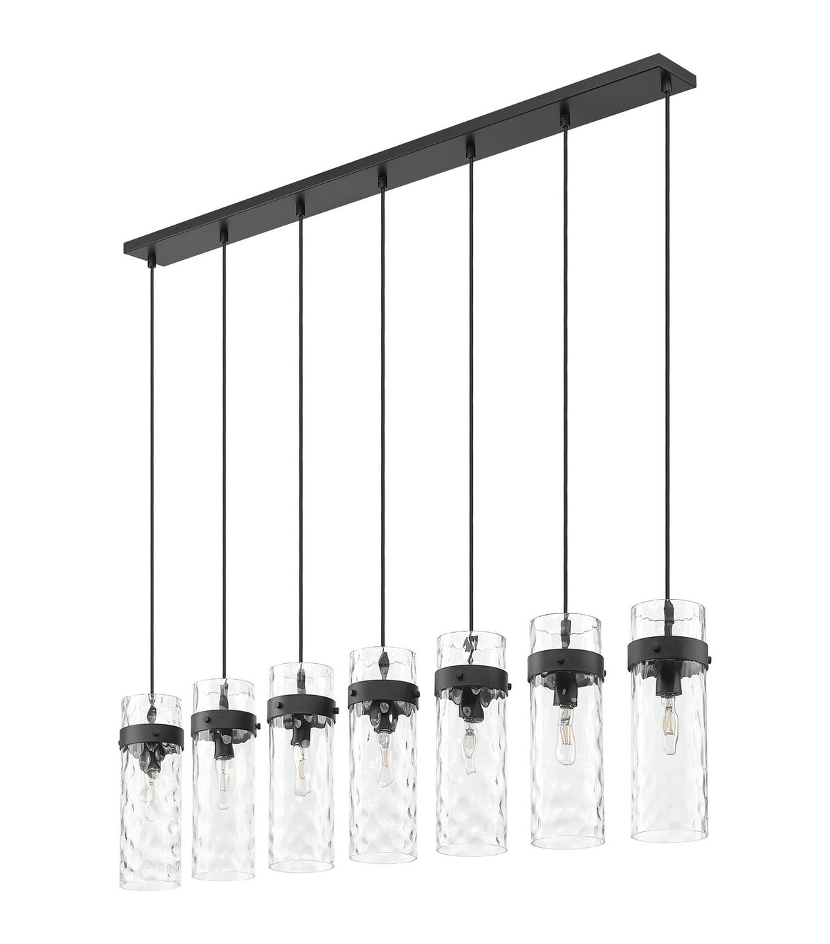 Suspension linéaire multiple Fontaine Noir mat, nombre ampoules 7 – vue 4