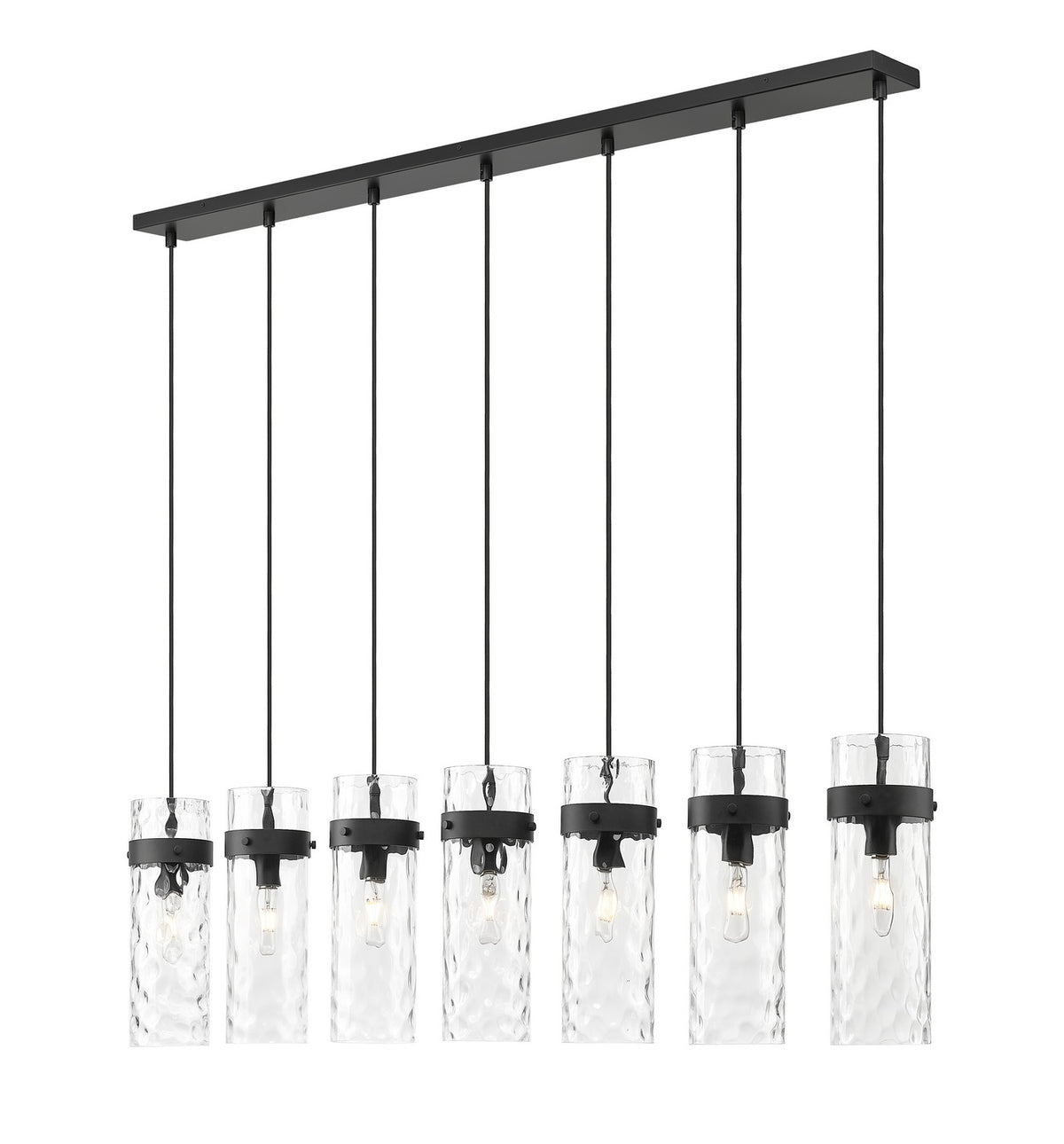 Suspension linéaire multiple Fontaine Noir mat, nombre ampoules 7 – Z-Lite