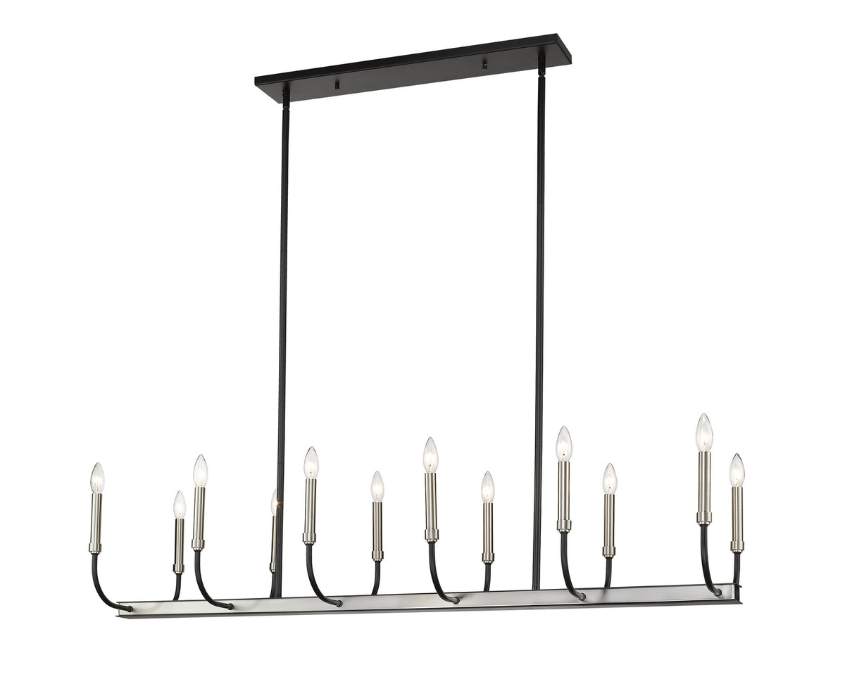 Suspension linéaire Haylie Noir mat + Nickel brossé, nombre ampoules 12 – Z-Lite