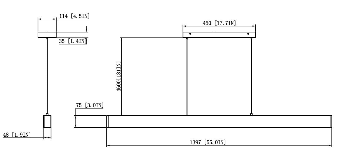 Suspension linéaire Hudson Nickel brossé, 55" – vue 6