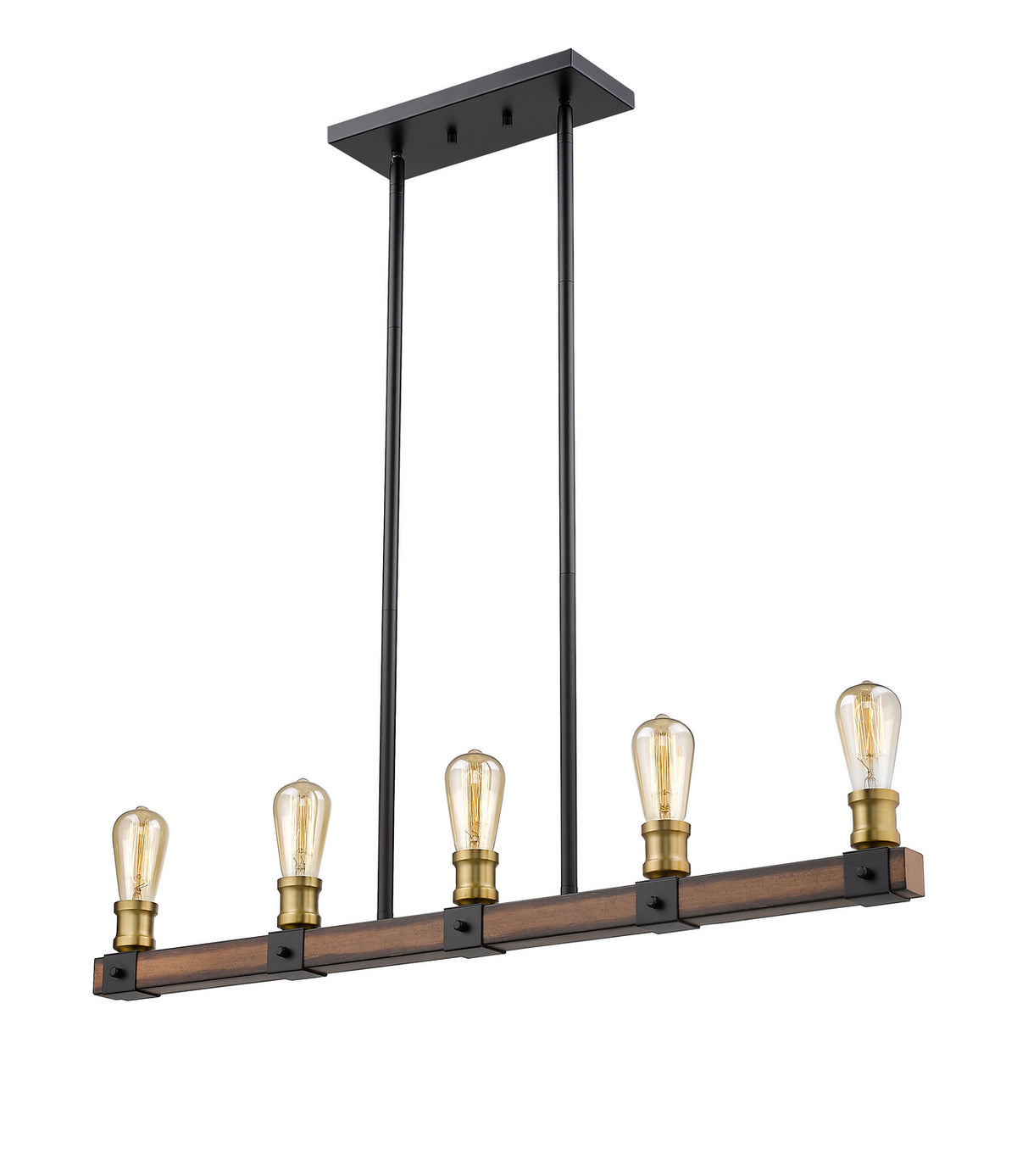 Suspension linéaire Kirkland Acajou rustique, nombre ampoules 5 – vue 2