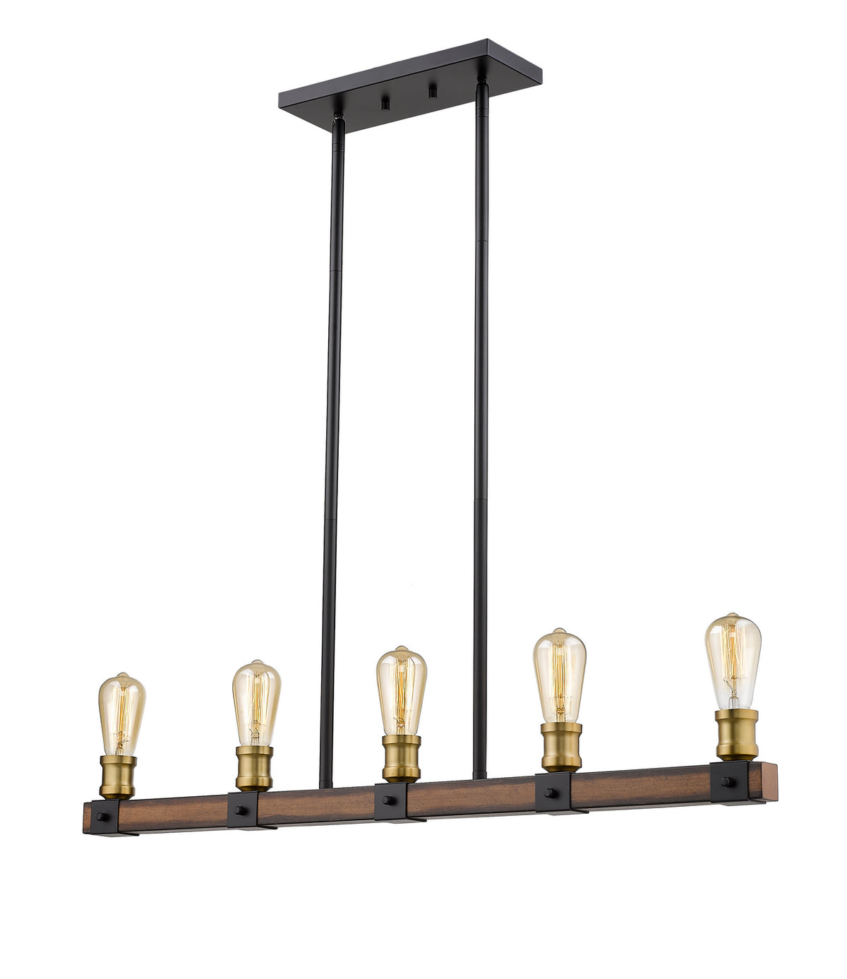 Suspension linéaire Kirkland Acajou rustique, nombre ampoules 5 – vue 4