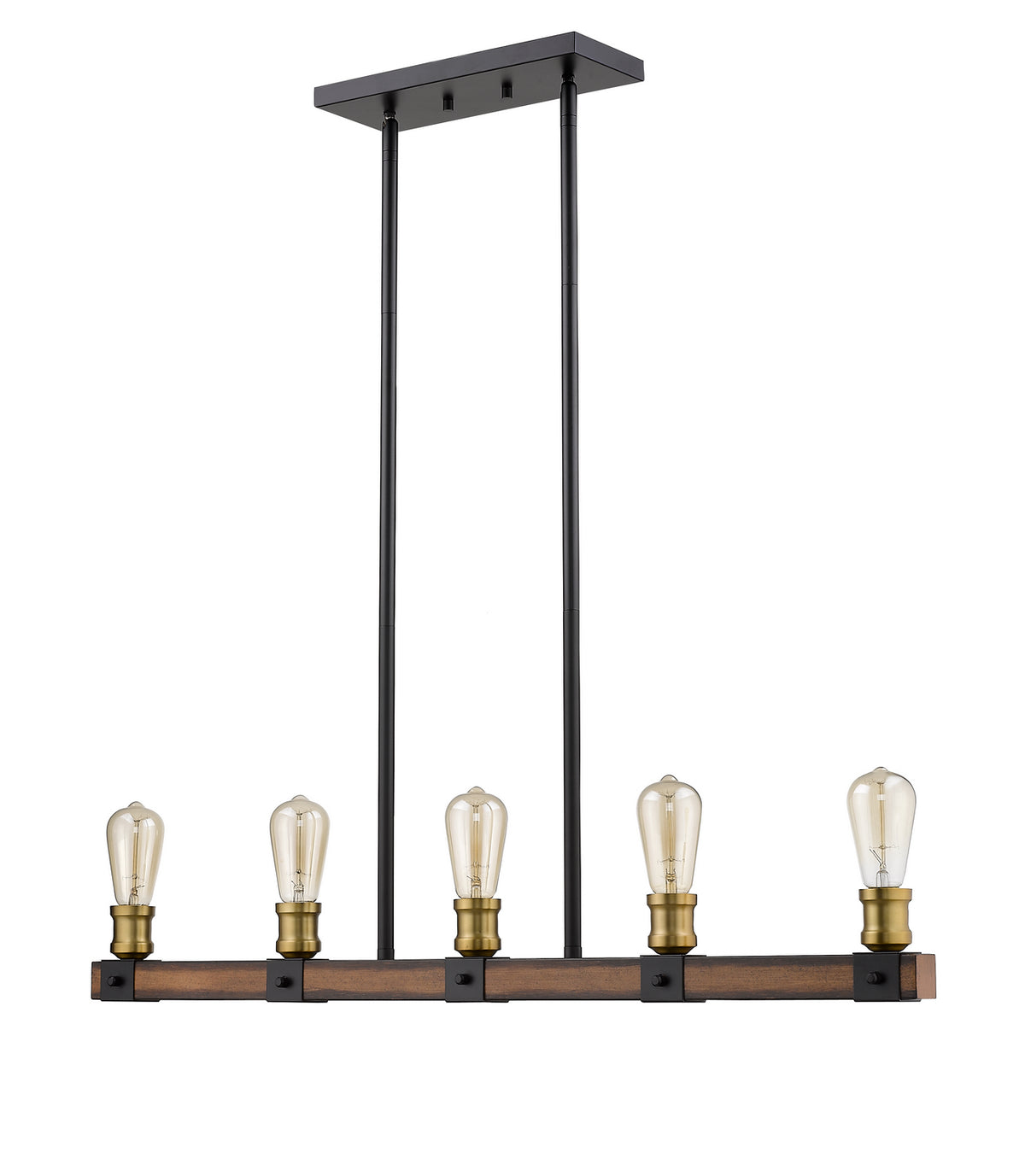 Suspension linéaire Kirkland Acajou rustique, nombre ampoules 5 – vue 5