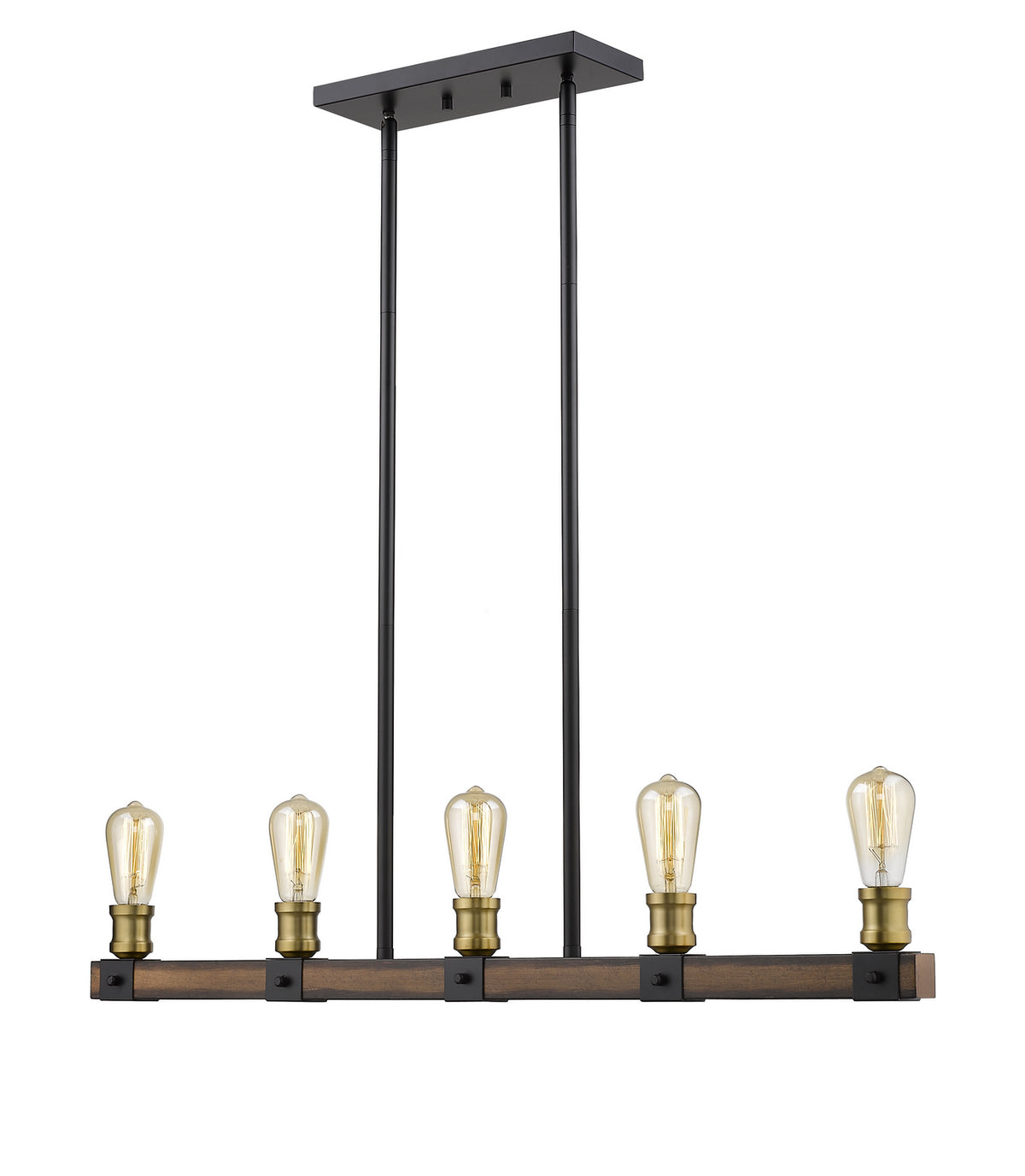 Suspension linéaire Kirkland Acajou rustique, nombre ampoules 5 – Z-Lite