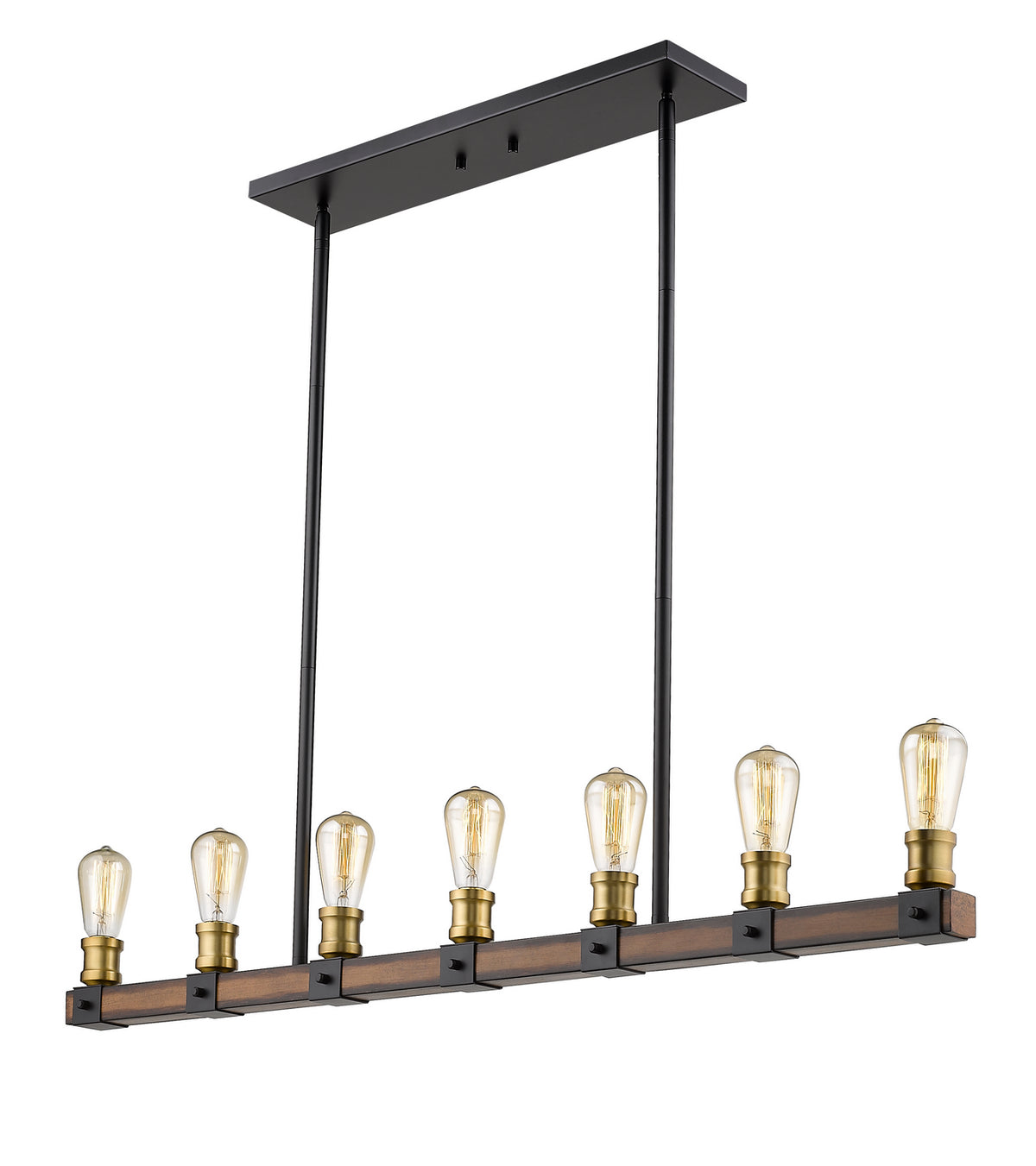Suspension linéaire Kirkland Acajou rustique, nombre ampoules 7 – vue 2