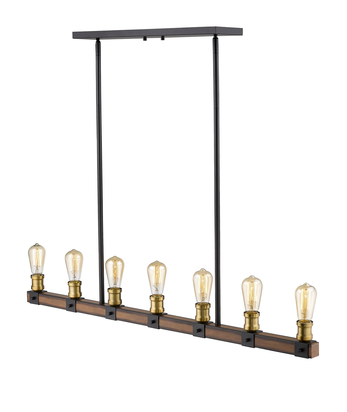 Suspension linéaire Kirkland Acajou rustique, nombre ampoules 7 – vue 3