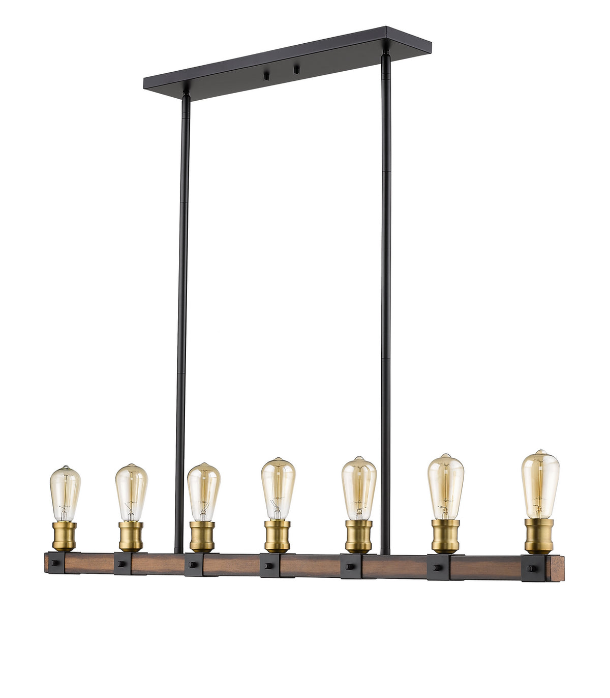 Suspension linéaire Kirkland Acajou rustique, nombre ampoules 7 – vue 5