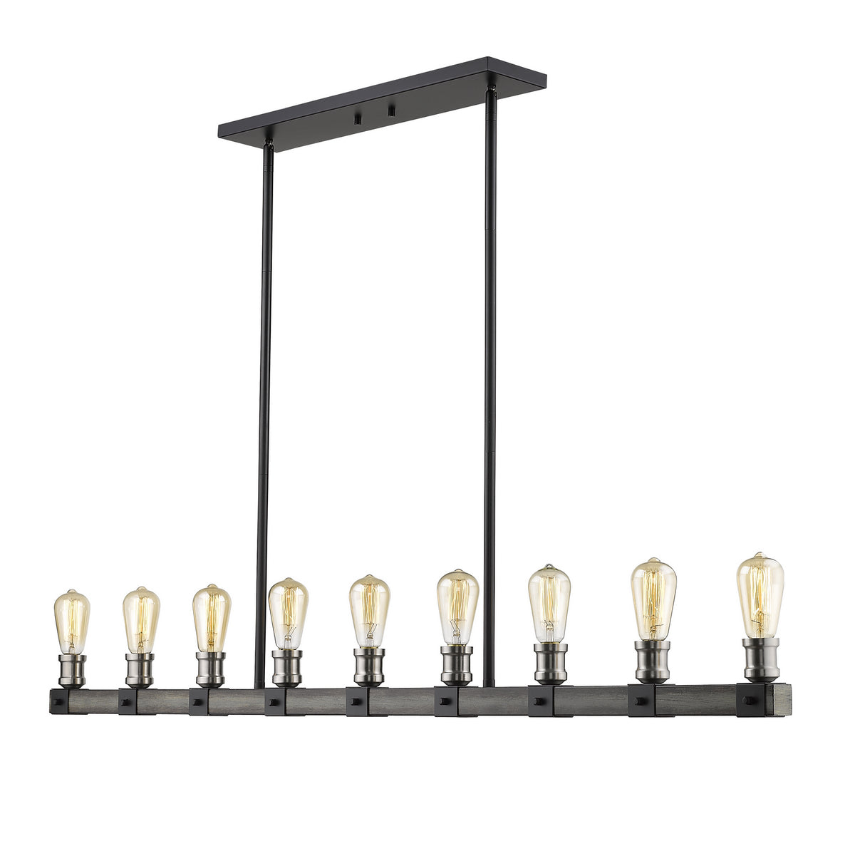 Suspension linéaire Kirkland Bardeau gris cendré, nombre ampoules 9 – Z-Lite