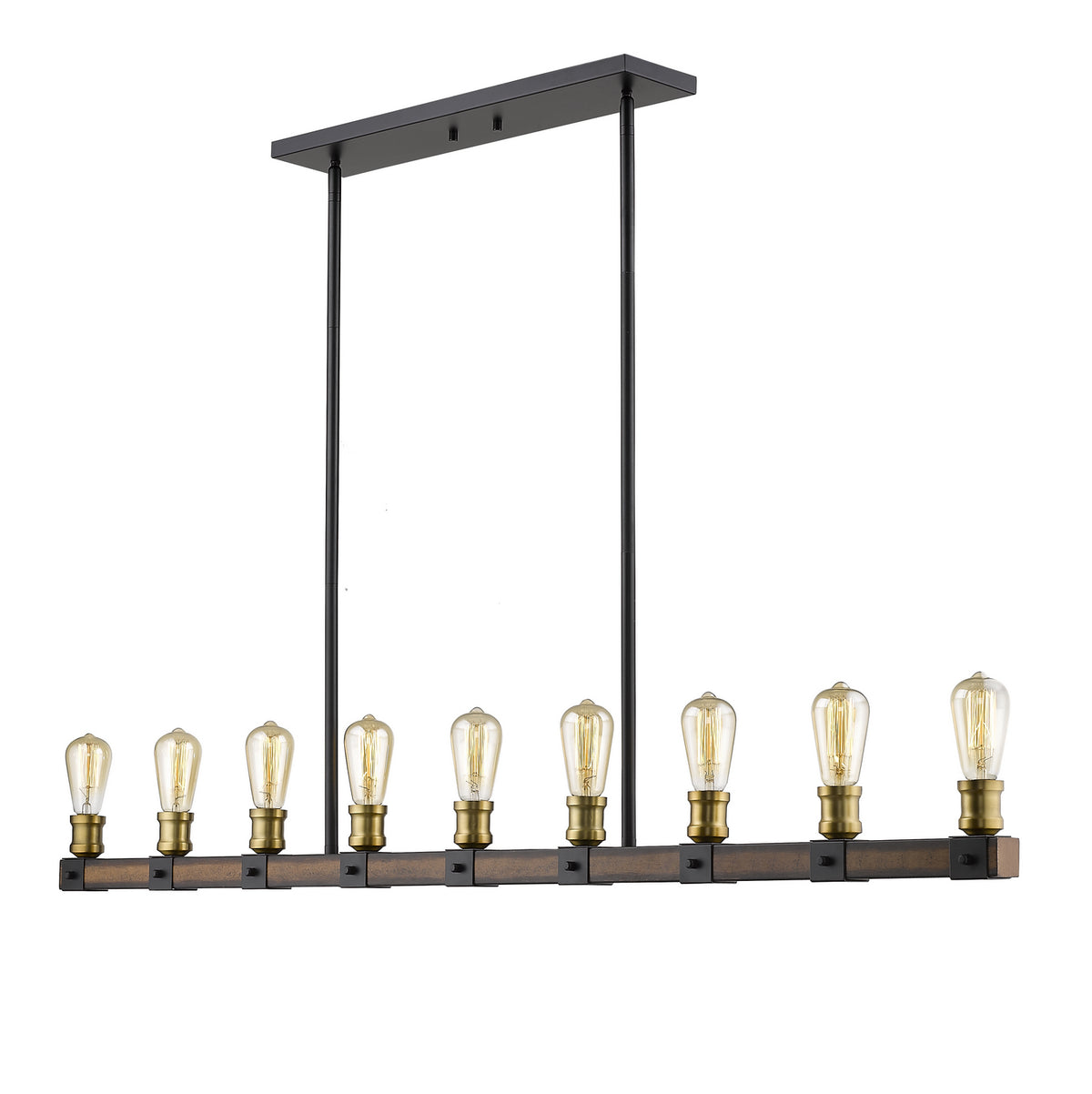 Suspension linéaire Kirkland Acajou rustique, nombre ampoules 9 – Z-Lite