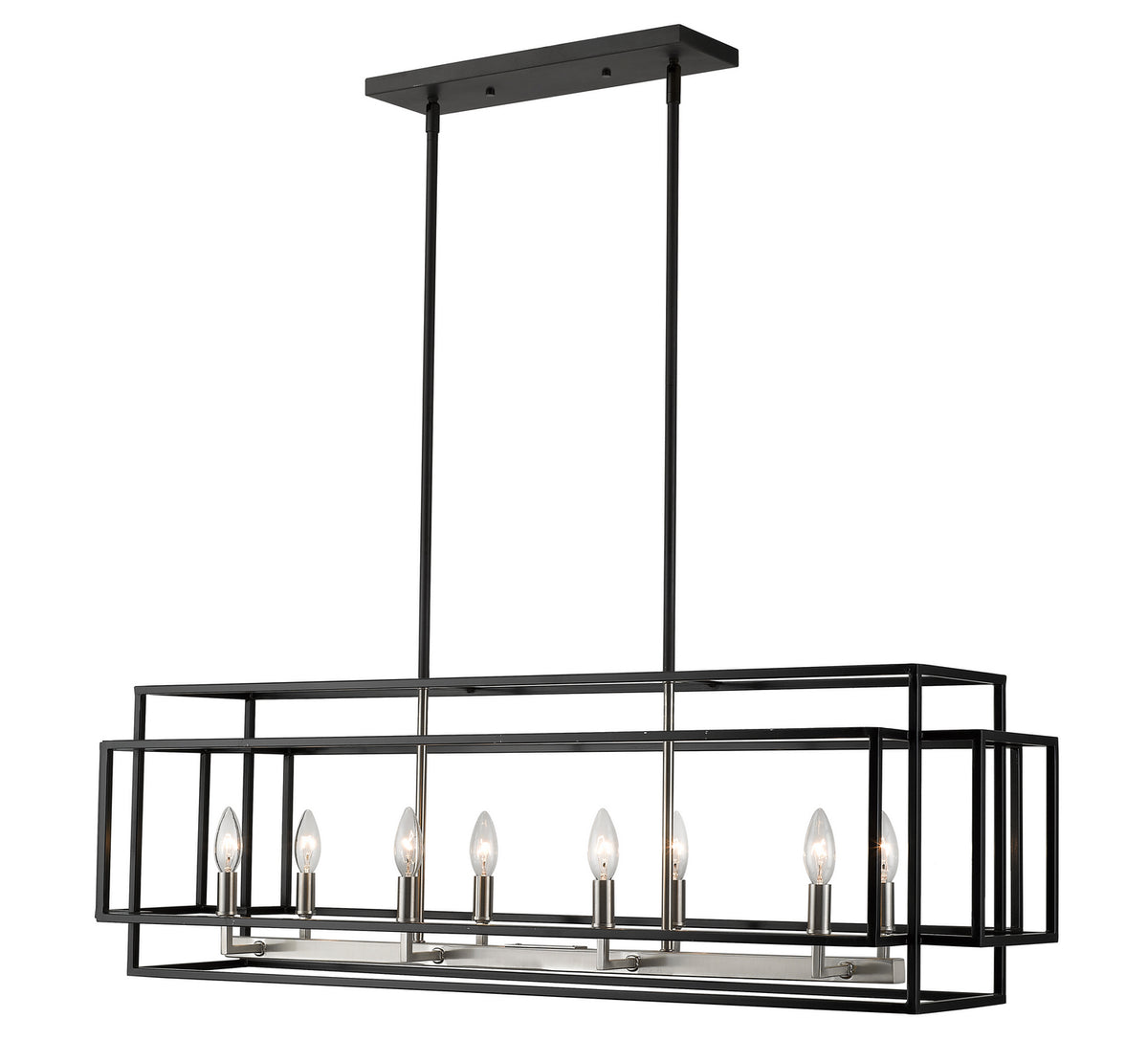 Suspension linéaire Titania Noir + Nickel brossé, nombre ampoules 8 – Z-Lite