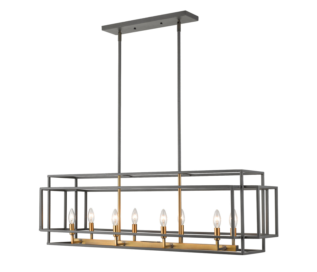 Suspension linéaire Titania Bronze + Laiton vieilli, nombre ampoules 8 – Z-Lite