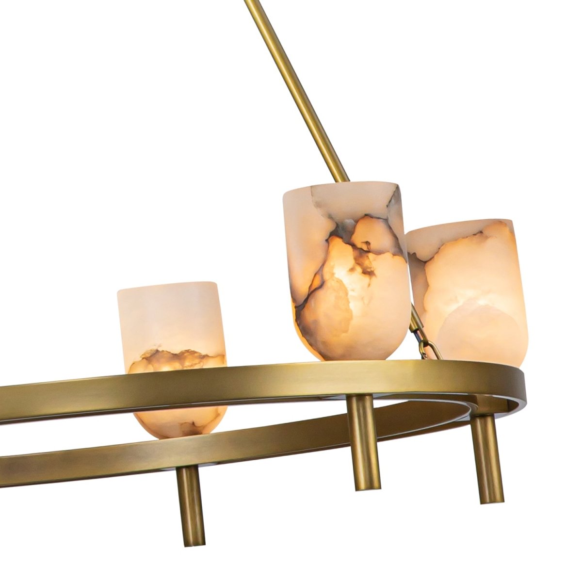 Chandelier Lucian - Laiton / albâtre vintage 31 1/2" by Alora Lighting | Luminaires & cie