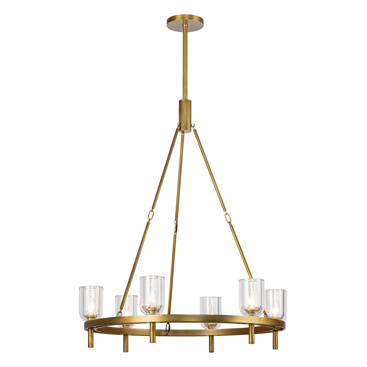 Chandelier Lucian - Cristal transparent / laiton vintage 31 1/2" by Alora Lighting | Luminaires & cie