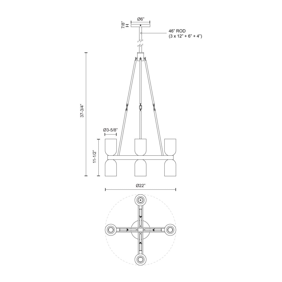 Chandelier Lucian - Nickel / albâtre poli 22" by Alora Lighting | Luminaires & cie