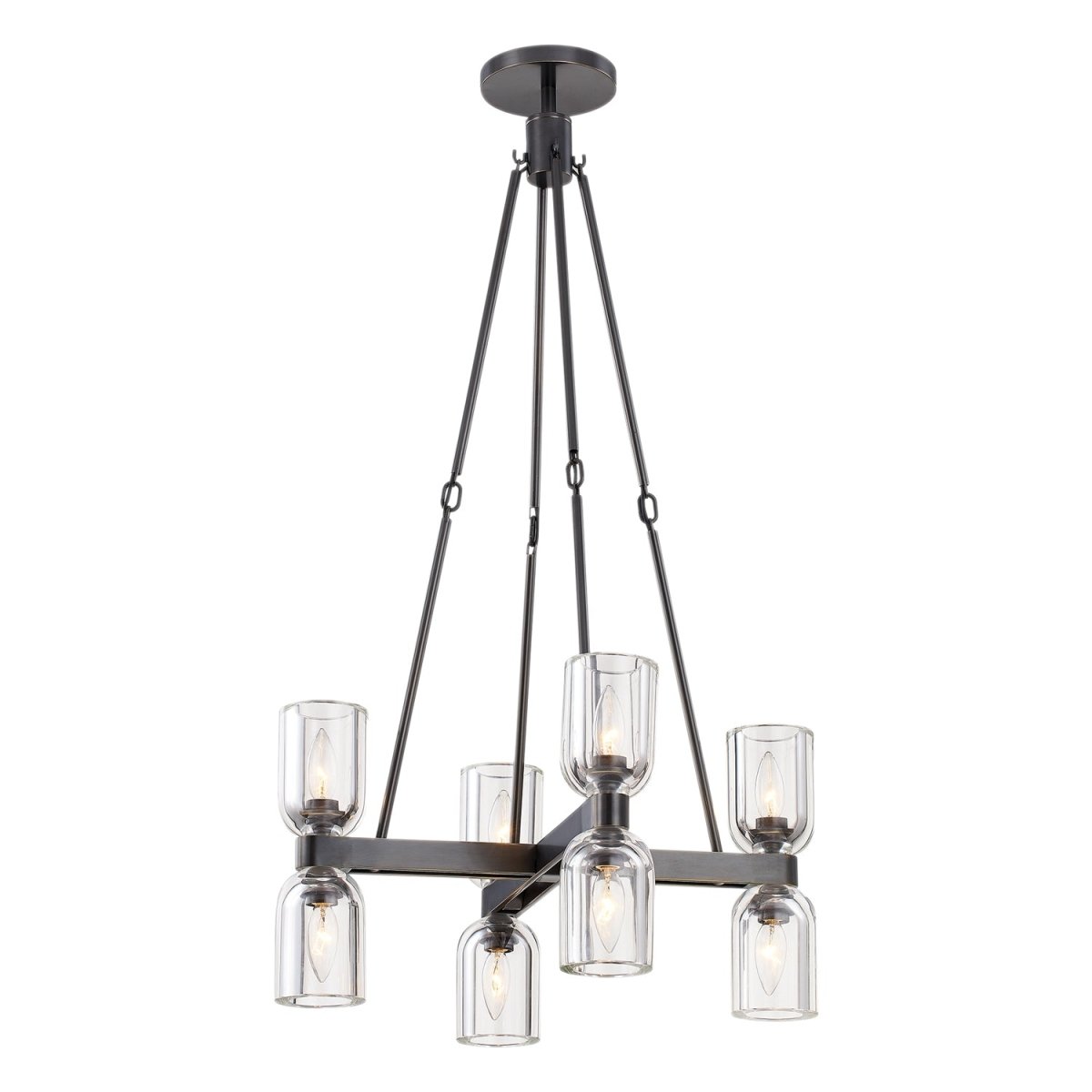 Chandelier Lucian - Cristal clair / bronze urbain 22" by Alora Lighting | Luminaires & cie