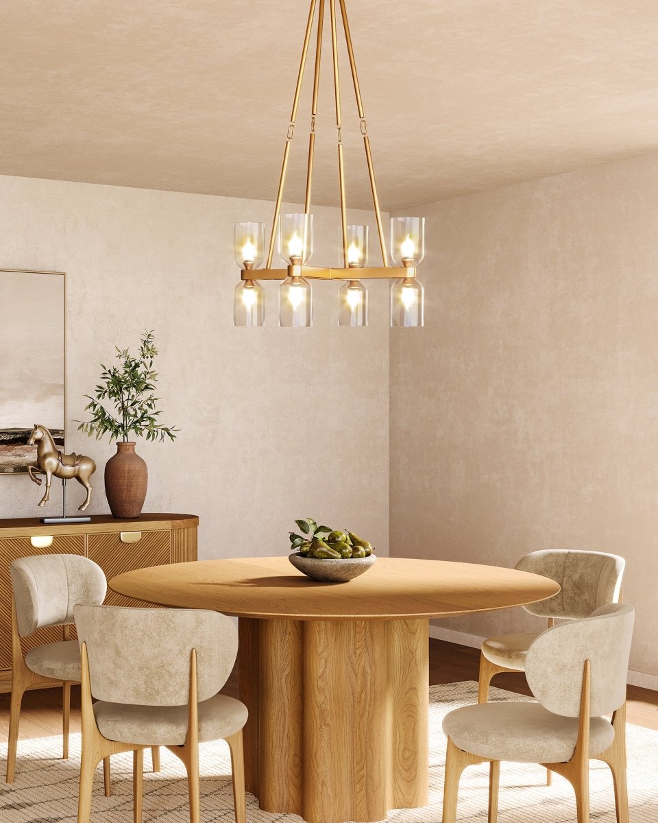 Chandelier Lucian - Cristal transparent / laiton vintage 22" by Alora Lighting | Luminaires & cie
