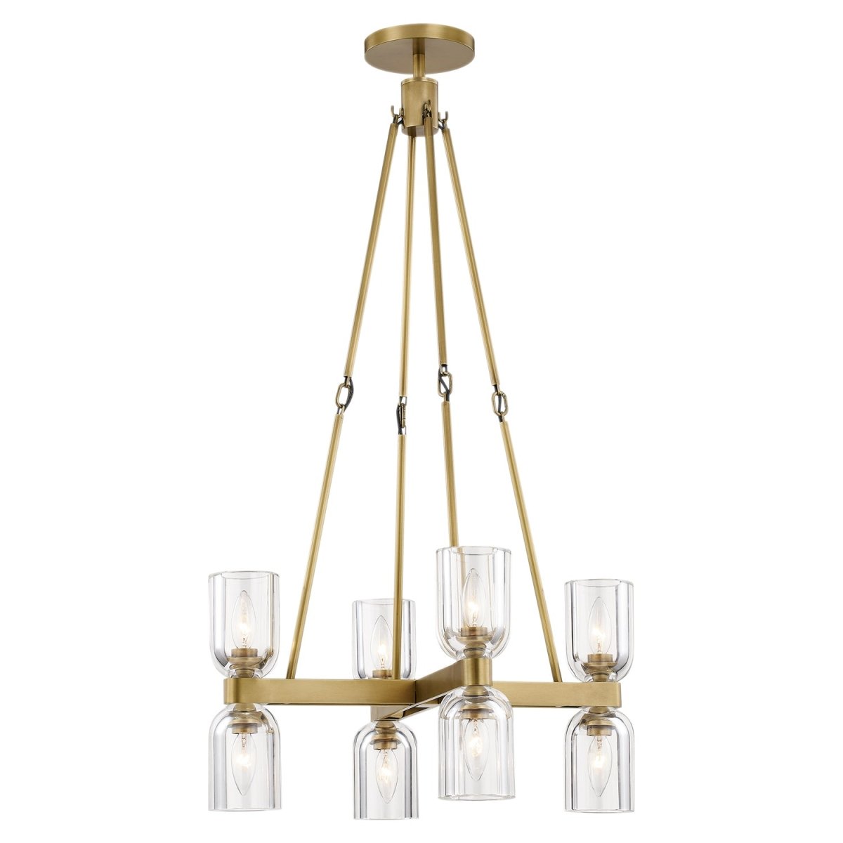 Chandelier Lucian - Cristal transparent / laiton vintage 22" by Alora Lighting | Luminaires & cie