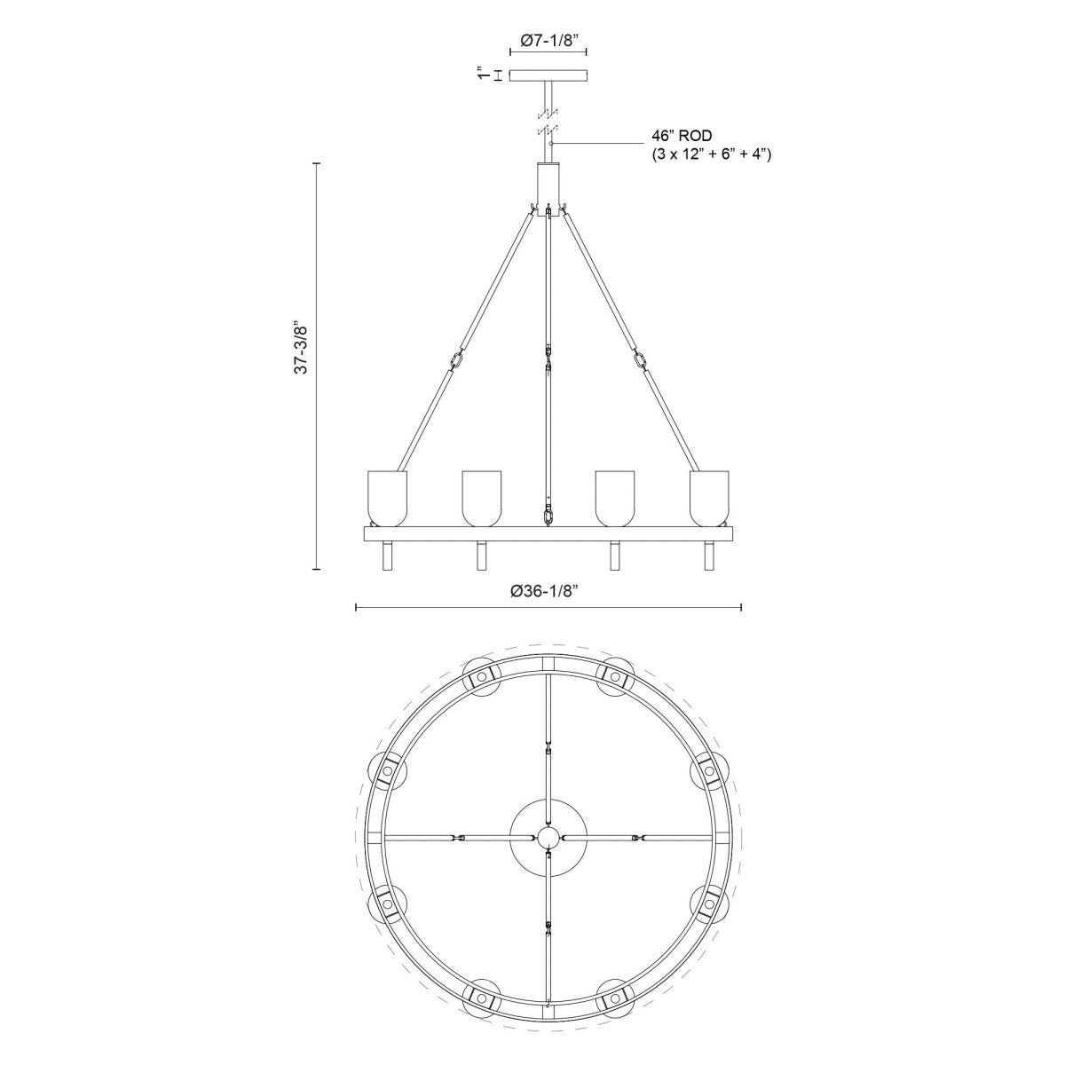 Chandelier Lucian - Nickel / albâtre poli 36 1/8" by Alora Lighting | Luminaires & cie