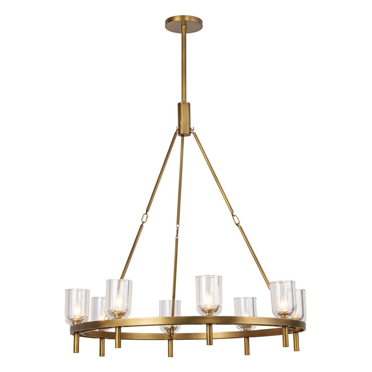 Chandelier Lucian - Cristal transparent / laiton vintage 36 1/8" by Alora Lighting | Luminaires & cie