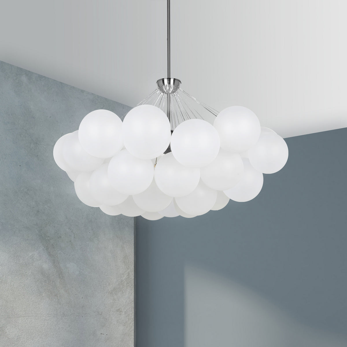 Lustre Miles 36 1/4", Blanc / Chrome poli – vue 2