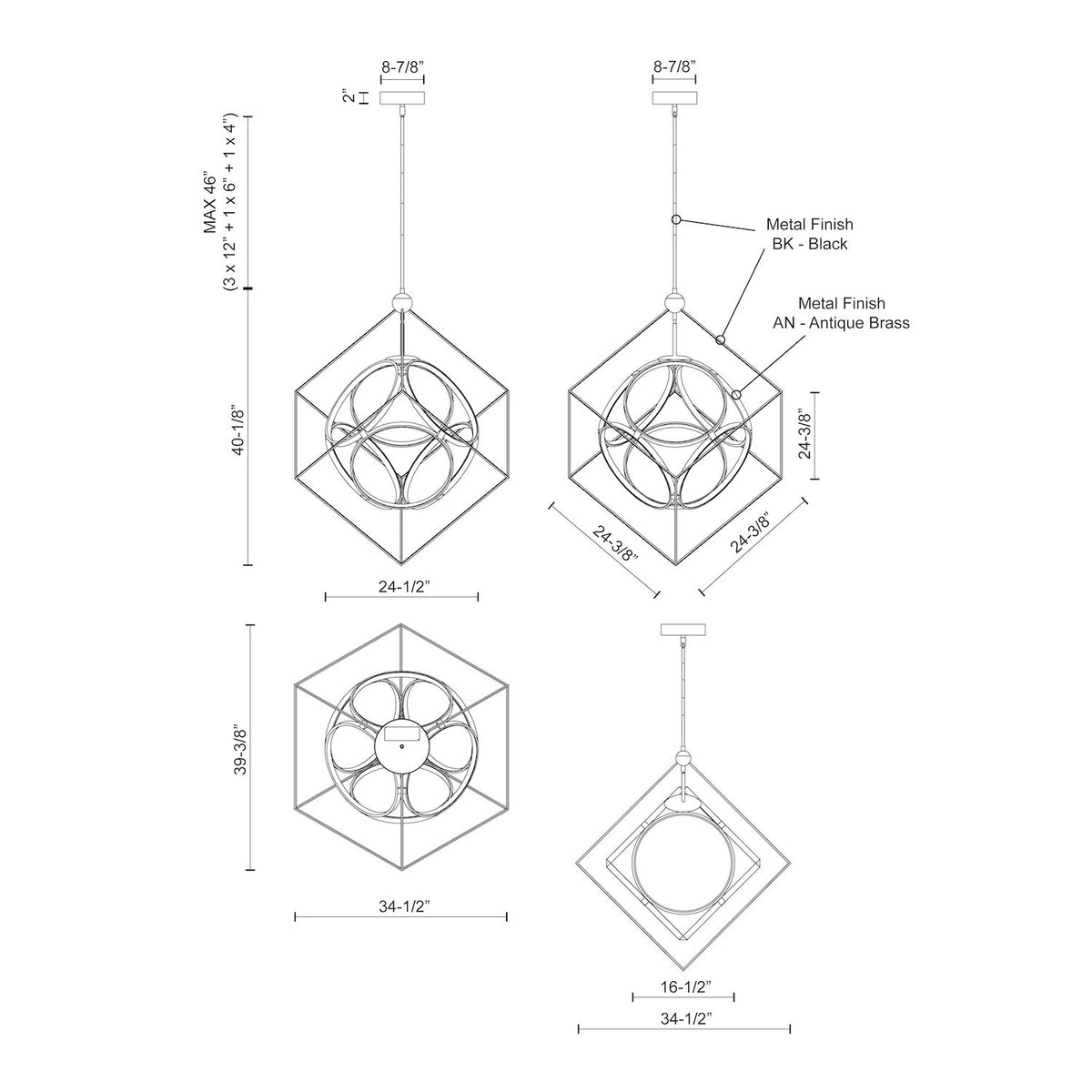 Lustre Monza 39 3/8" – vue 3