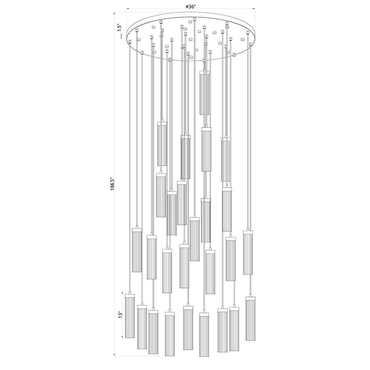 Chandelier multiple Beau - Nickel brossé 36" by Z - Lite | Luminaires & cie