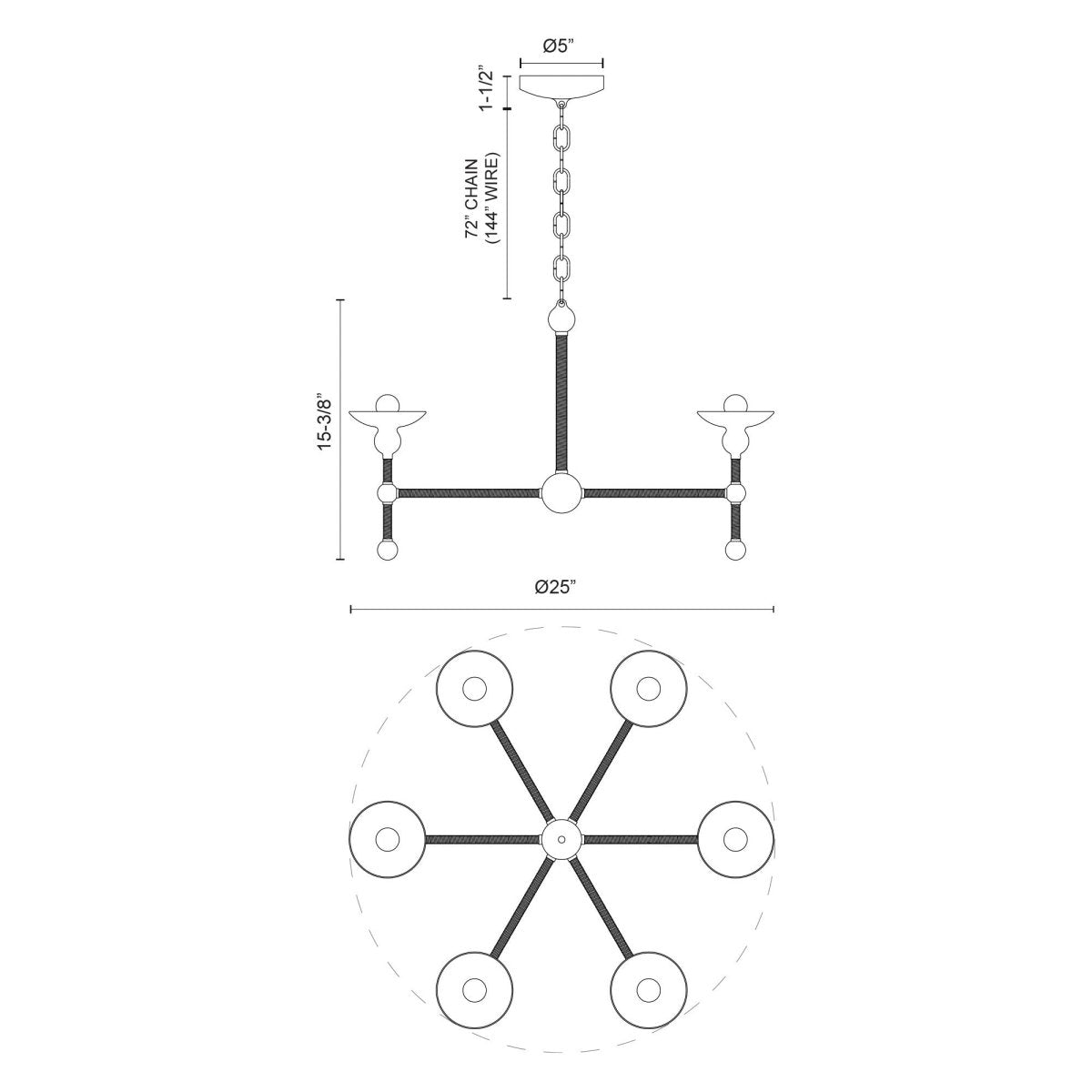 Chandelier Nadine - Noir mat / coton by Alora Lighting | Luminaires & cie