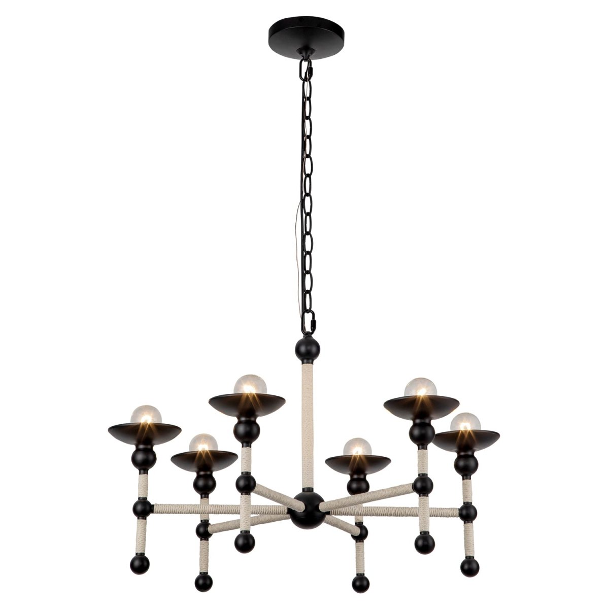 Chandelier Nadine - Noir mat / coton by Alora Lighting | Luminaires & cie