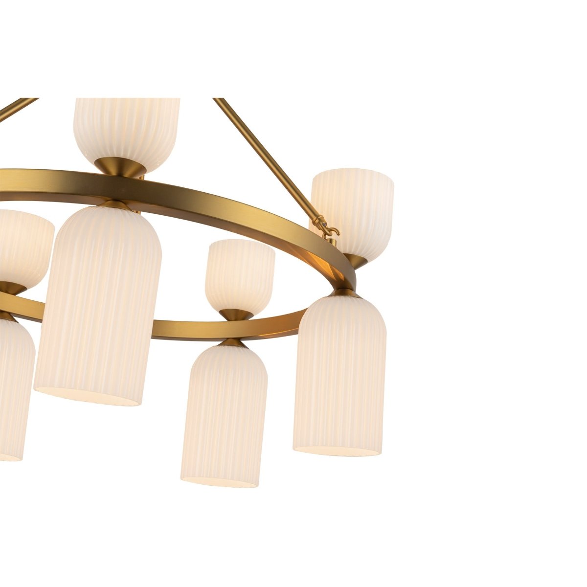 Chandelier Nelly - Gold Gold / Verre d'opale côtelée en or brossé by Alora Lighting | Luminaires & cie