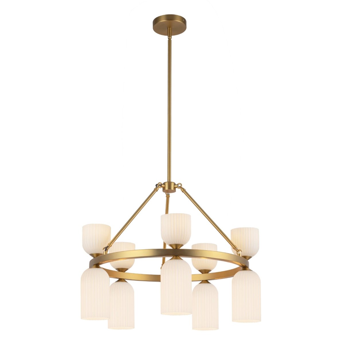 Chandelier Nelly - Gold Gold / Verre d'opale côtelée en or brossé by Alora Lighting | Luminaires & cie