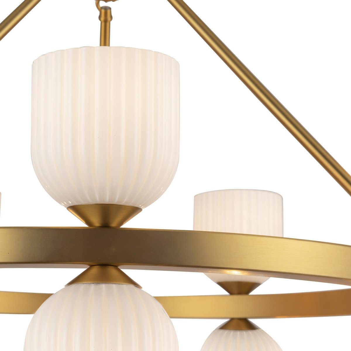 Chandelier Nelly - Gold Gold / Verre d'opale côtelée en or brossé by Alora Lighting | Luminaires & cie