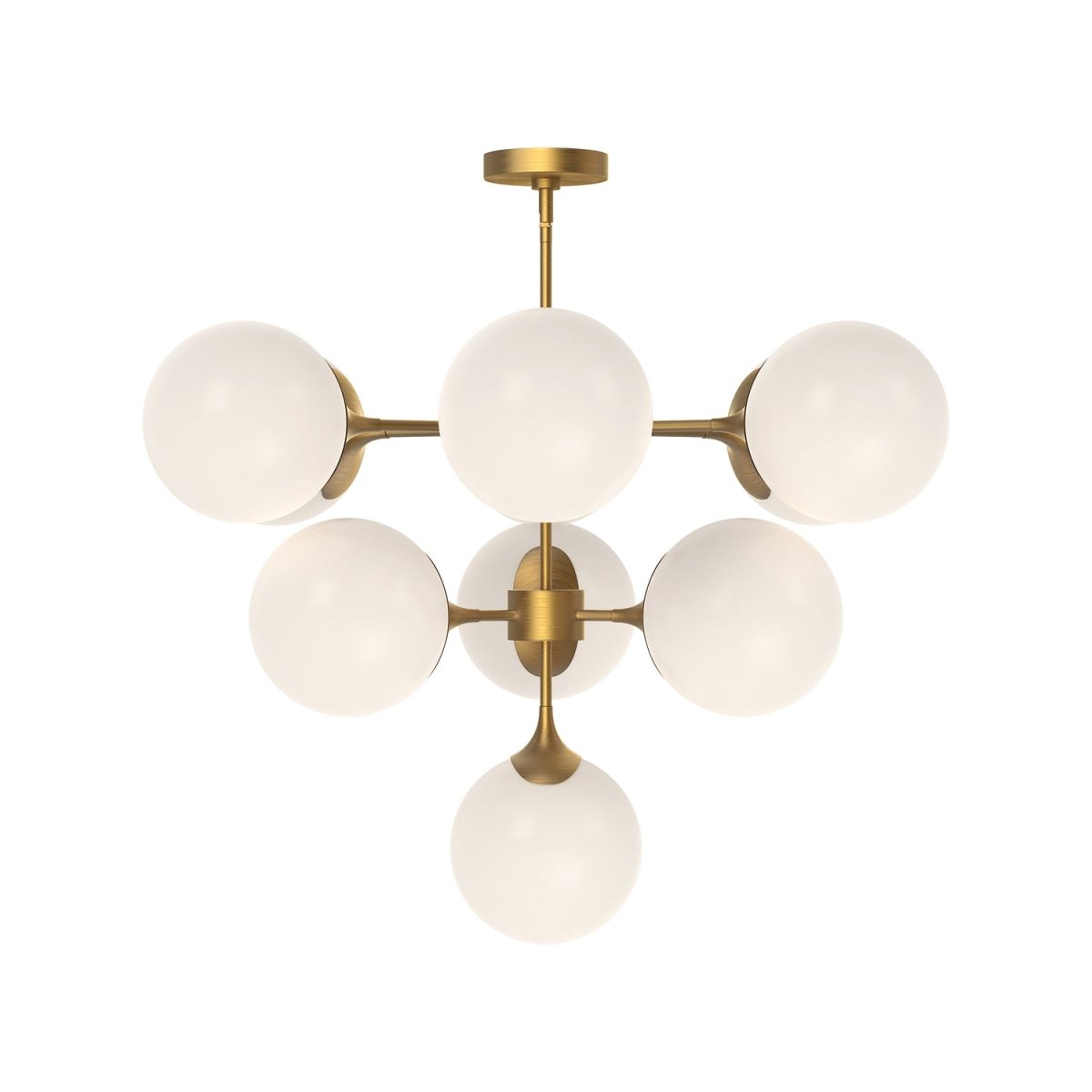 Chandelier Nouveau - Verre mate d'or / opale âgé 34 7/8" by Alora Lighting | Luminaires & cie