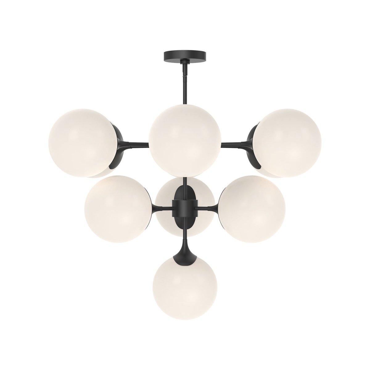 Chandelier Nouveau - Verre mate mat / opale mate 34 7/8" by Alora Lighting | Luminaires & cie